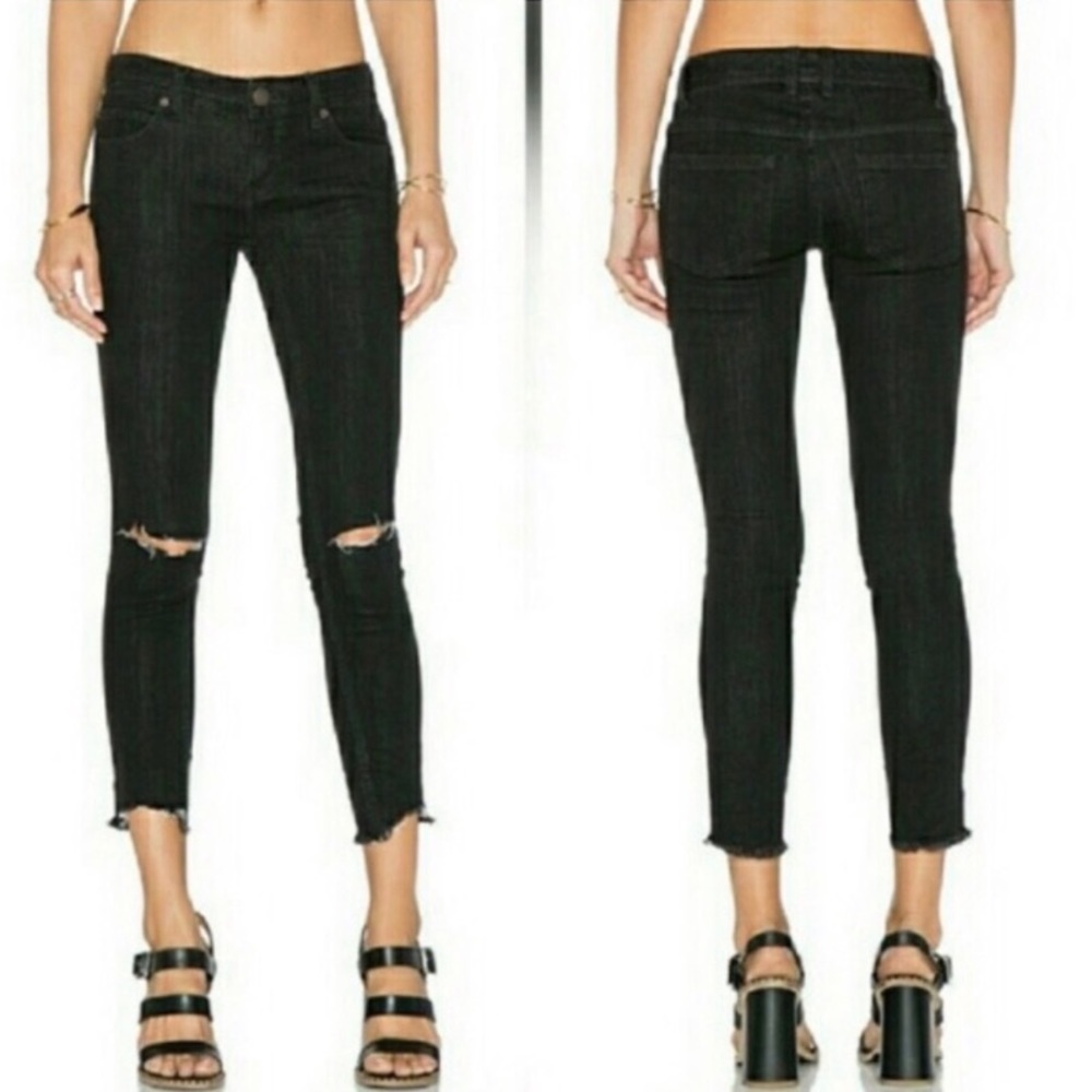 Free People Distressed Black Jeans